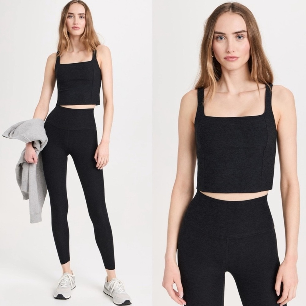 NWT Beyond Yoga Spacedye Impress Cropped Tank Top in Darkest Night Size Small
